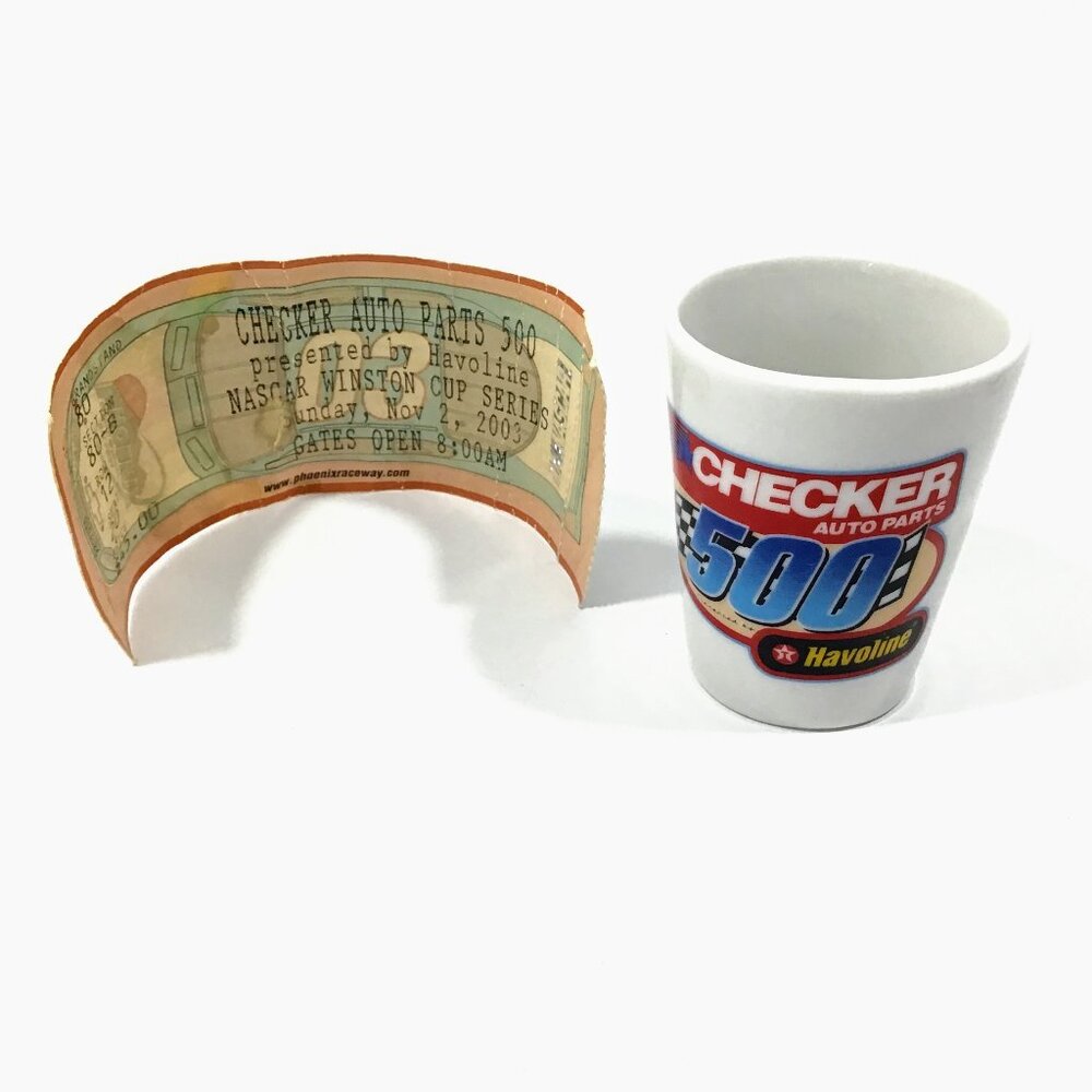 NASCAR 2003 Checker Auto Parts 500 Shot Glass - Souvenir - Collectible